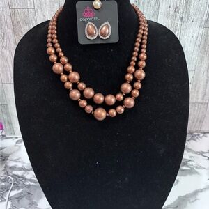 Paparazzi Copper-Toned Beaded Necklace Set